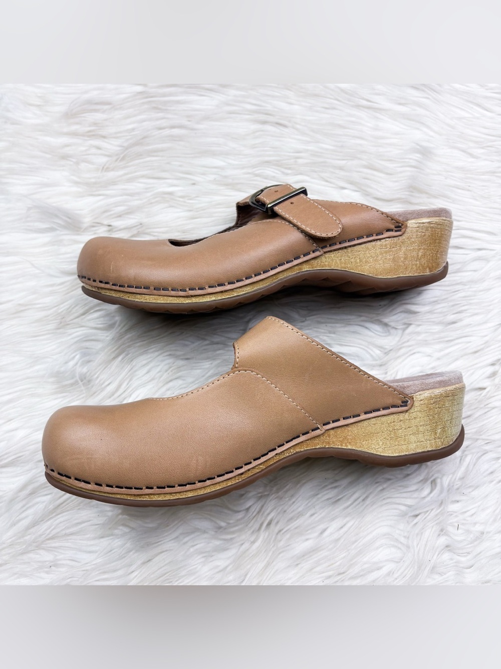 Dansko Martina Mule Mary Jane Slide Clog Beige Leather Orthopedic Arch Support 9 - Picture 6 of 11